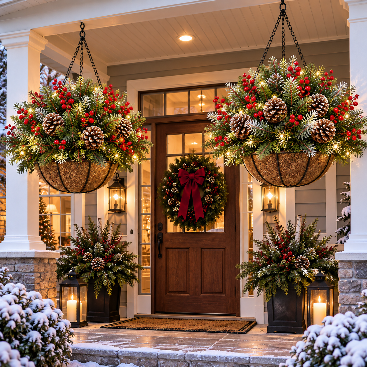 🎄 Last Day 50% OFF🏆Pre-Lit Christmas Hanging Basket |🎄 Pre-lit, weather-resistant, and zero maintenance🔥
