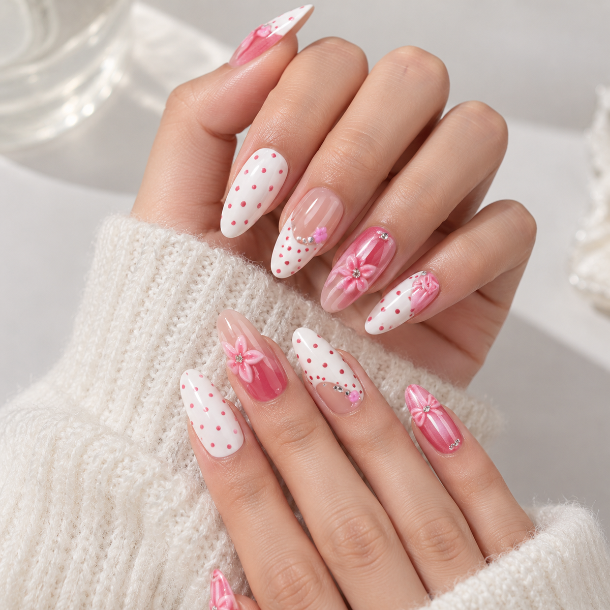 3D Floral Press-On Nails
