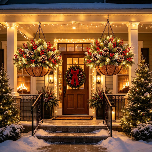 🎄 Last Day 50% OFF🏆Pre-Lit Christmas Hanging Basket |🎄 Pre-lit, weather-resistant, and zero maintenance🔥