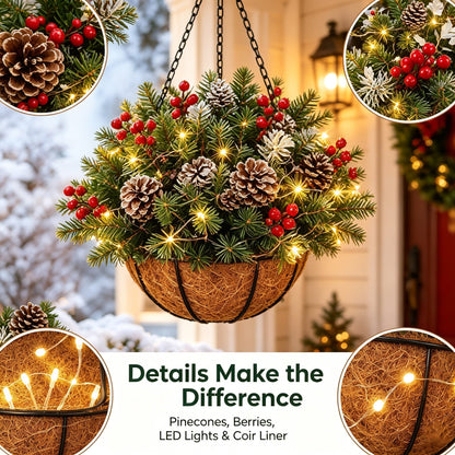 🎄 Last Day 50% OFF🏆Pre-Lit Christmas Hanging Basket |🎄 Pre-lit, weather-resistant, and zero maintenance🔥